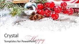  Presentation with events and decoration presentation - PPT theme featuring christmas decoration on white wooden background and a  colored foreground