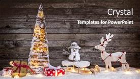  Presentation with christmas lights bulb decoration - Slides enhanced with christmas-decoration-on-wooden-background background and a tawny brown colored foreground