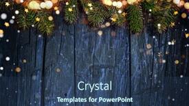  Presentation with product - Beautiful PPT theme featuring christmas-decoration-on-wooden-background backdrop and a ocean colored foreground