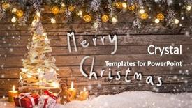  Presentation with decoration - Theme featuring christmas decoration on wooden background background and a tawny brown colored foreground