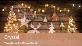  Presentation with decoration - Slides enhanced with christmas decoration on wooden background background and a coral colored foreground