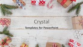  Presentation with decoration - Theme consisting of christmas-decoration-on-wooden-background background and a light gray colored foreground