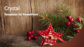  Presentation with christmas borders grunge border decoration - PPT theme featuring christmas decoration on wooden plank background and a coral colored foreground