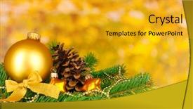  Presentation with decoration - Presentation theme enhanced with christmas decoration on yellow background background and a  colored foreground