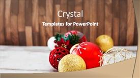  Presentation with ornament - Beautiful PPT theme featuring christmas decoration ornament on the wooden table backdrop and a tawny brown colored foreground