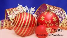  Presentation with decoration - Cool new slides with christmas decoration over blue background backdrop and a red colored foreground