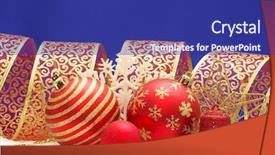  Presentation with decoration - Beautiful PPT theme featuring christmas decoration over blue background backdrop and a navy blue colored foreground