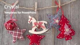  Presentation with decoration - PPT theme having christmas decoration over wooden background background and a gray colored foreground