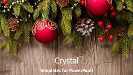  Presentation with vintage christmas - Presentation theme enhanced with christmas decoration over wooden background background and a coral colored foreground