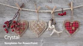  Presentation with decoration - Slide deck having christmas decoration over wooden background background and a gray colored foreground