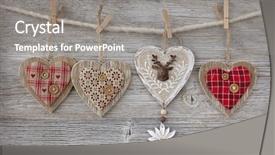  Presentation with christmas blank wooden signboard - PPT theme featuring christmas decoration over wooden background background and a gray colored foreground