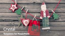  Presentation with decoration - Beautiful PPT theme featuring christmas decoration over wooden background backdrop and a gray colored foreground