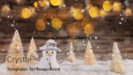  Presentation with snowman - Slide deck featuring christmas-decoration-snowman-with-blurred background and a coral colored foreground