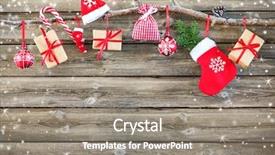  Presentation with christmas stocking - Beautiful theme featuring christmas decoration stocking and gift backdrop and a gray colored foreground