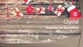  Presentation with christmas stocking - Presentation theme featuring christmas decoration stocking and gift background and a coral colored foreground