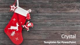  Presentation with christmas stocking - Slide deck featuring christmas decoration stocking and toys background and a gray colored foreground