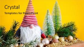  Presentation with christmas borders grunge border decoration - PPT theme having christmas decoration with a gnome background and a gold colored foreground