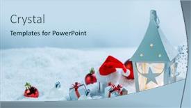  Presentation with candle christmas - Presentation theme enhanced with christmas-decoration-with-candle background and a sky blue colored foreground