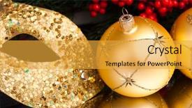  Presentation with christmas holly - Amazing presentation theme having christian new year festive happy - christmas decoration with european holly backdrop and a yellow colored foreground