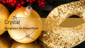  Presentation with christmas holly - Beautiful PPT layouts featuring christmas decoration with european holly backdrop and a yellow colored foreground