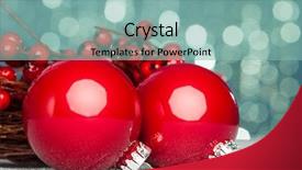  Presentation with holly - Slides featuring christmas decoration with european holly background and a seafoam green colored foreground