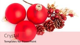  Presentation with christmas holly - Beautiful PPT theme featuring christmas decoration with european holly backdrop and a red colored foreground