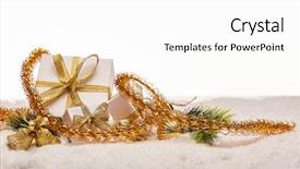  Presentation with new year card - Slide deck featuring snow on a white background background and a white colored foreground