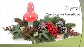  Presentation with holly - Amazing PPT theme having christmas-decoration-with-fly-agaric backdrop and a white colored foreground