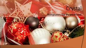  Presentation with christmas balls disco ball - Amazing slides having christmas decoration with glass ball backdrop and a red colored foreground