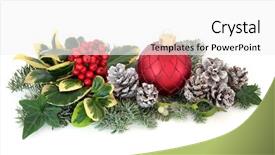  Presentation with holly - Beautiful presentation design featuring christmas decoration with holly red backdrop and a white colored foreground