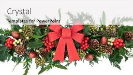  Presentation with christmas holly - PPT layouts consisting of christmas-decoration-with-red-glitter background and a white colored foreground