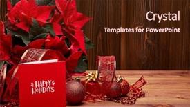  Presentation with christmas red - Slide deck featuring christmas decoration with red poinsettia background and a wine colored foreground