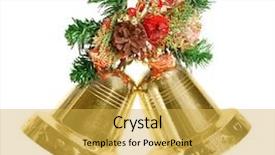  Presentation with white christmas - PPT layouts with christmas decoration with two bells background and a yellow colored foreground