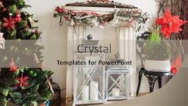  Presentation with christmas candles - PPT theme featuring christmas-decoration-with-whtie-candles background and a mint green colored foreground