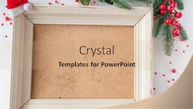  Presentation with picture frame - Colorful PPT theme enhanced with christmas-decoration-with-wooden-picture backdrop and a coral colored foreground