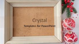  Presentation with picture frame - PPT layouts having christmas-decoration-with-wooden-picture background and a coral colored foreground