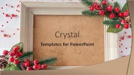  Presentation with picture frame - PPT theme featuring christmas-decoration-with-wooden-picture background and a coral colored foreground