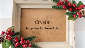  Presentation with picture frame - Cool new PPT theme with christmas-decoration-with-wooden-picture backdrop and a coral colored foreground