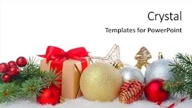 Presentation with fir tree - Slides with christmas decorations and brunch background and a white colored foreground