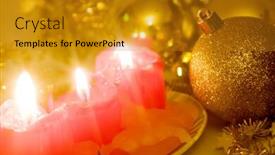  Presentation with christmas candles - Beautiful PPT theme featuring christmas decorations and candles backdrop and a gold colored foreground