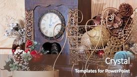  Presentation with christmas holidays - Beautiful presentation featuring christmas decorations and clock on table on christmas holidays eve backdrop and a tawny brown colored foreground