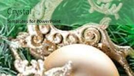 Presentation with gold glitter - Theme featuring christmas-decorations-and-evergreen-fir background and a seafoam green colored foreground