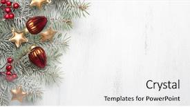  Presentation with fir tree - PPT theme with christmas decorations and fir tree background and a white colored foreground