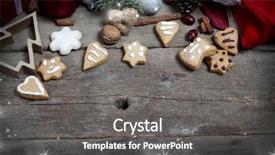  Presentation with ginger - Beautiful theme featuring christmas decorations and home made ginger bread on rustic wooden background backdrop and a gray colored foreground