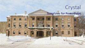  Presentation with snow - Cool new PPT layouts with christmas-decorations-and-lots backdrop and a sky blue colored foreground