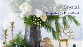  Presentation with flower candles - PPT theme enhanced with christmas-decorations-candles-and-flower background and a sky blue colored foreground