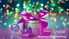  Presentation with fancy - Colorful PPT layouts enhanced with christmas decorations composition with fancy box on snowflake shaped bokeh background backdrop and a violet colored foreground