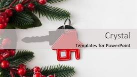  Presentation with lock key - Amazing slide deck having christmas-decorations-decorative-house backdrop and a light gray colored foreground