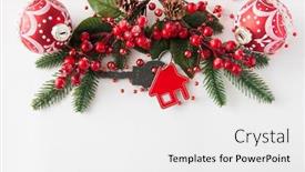  Presentation with lock key - PPT theme consisting of christmas-decorations-decorative-house background and a white colored foreground