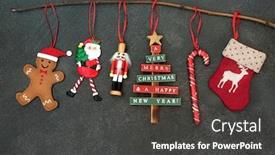  Presentation with gingerbread man - Presentation having christmas-decorations-hanging background and a dark gray colored foreground